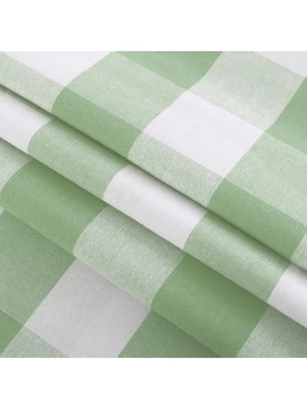 3 Pc Mint Green & White Buffalo Check Farmhouse Kitchen Curtain Set, 54x18